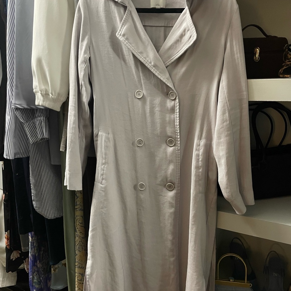 Light Perwinkle / Gray Double-Breasted Women's Trench Coat Dress